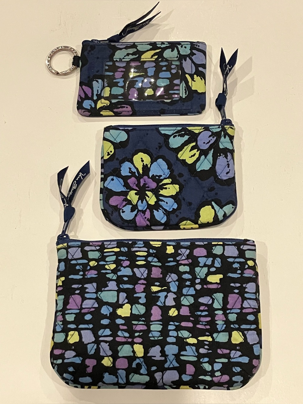 Vera Bradley | Quilted Navy Floral Compact Wallet Trio